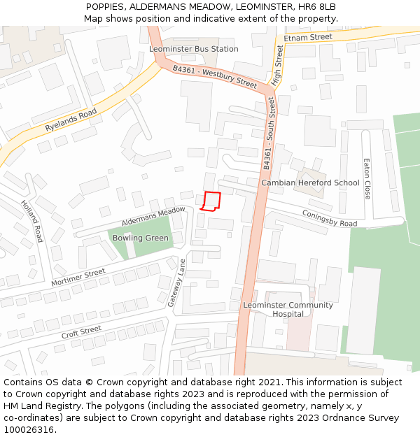POPPIES, ALDERMANS MEADOW, LEOMINSTER, HR6 8LB: Location map and indicative extent of plot