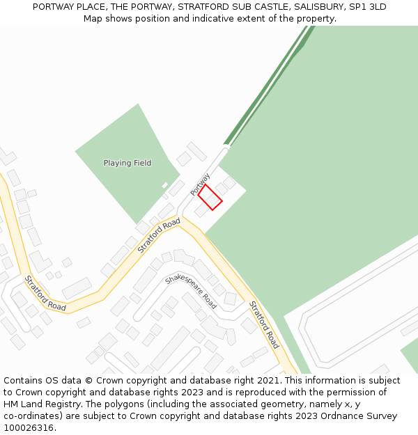 PORTWAY PLACE, THE PORTWAY, STRATFORD SUB CASTLE, SALISBURY, SP1 3LD: Location map and indicative extent of plot