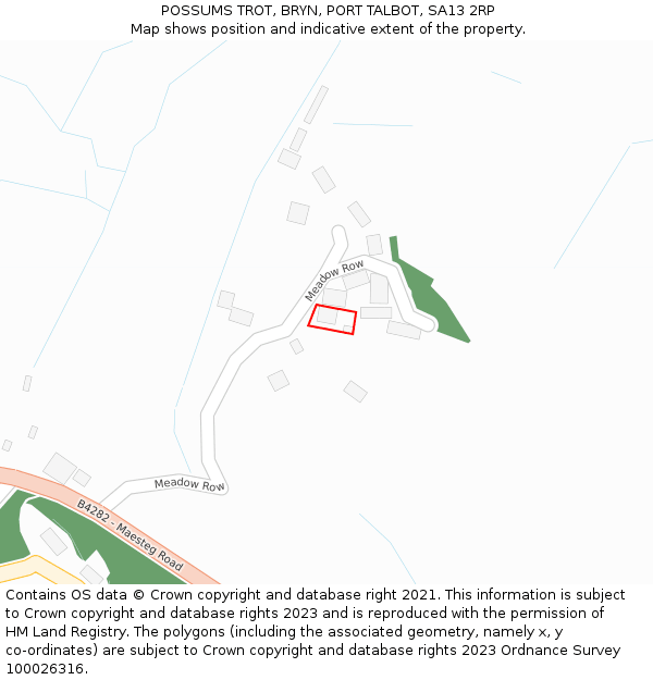POSSUMS TROT, BRYN, PORT TALBOT, SA13 2RP: Location map and indicative extent of plot