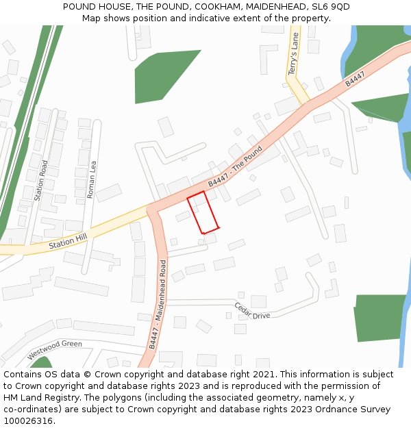 POUND HOUSE, THE POUND, COOKHAM, MAIDENHEAD, SL6 9QD: Location map and indicative extent of plot