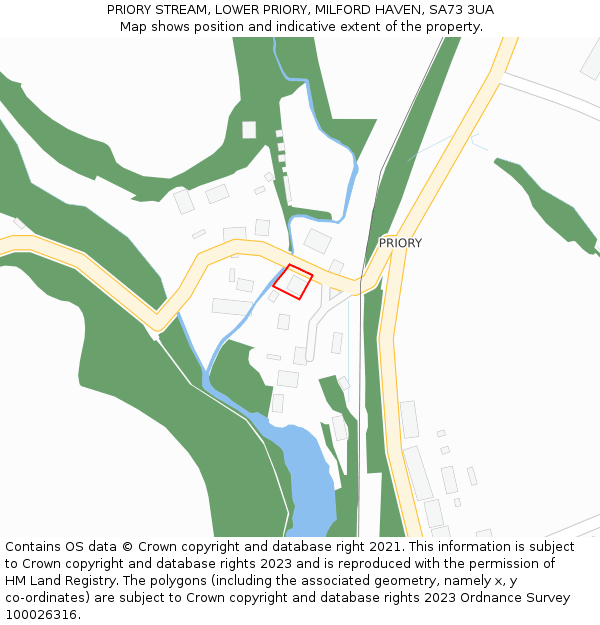 PRIORY STREAM, LOWER PRIORY, MILFORD HAVEN, SA73 3UA: Location map and indicative extent of plot