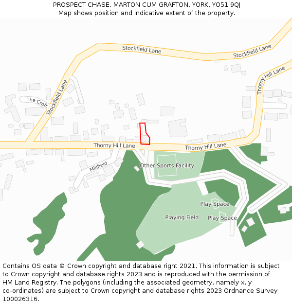 PROSPECT CHASE, MARTON CUM GRAFTON, YORK, YO51 9QJ: Location map and indicative extent of plot