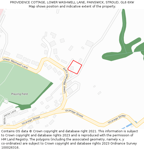 PROVIDENCE COTTAGE, LOWER WASHWELL LANE, PAINSWICK, STROUD, GL6 6XW: Location map and indicative extent of plot