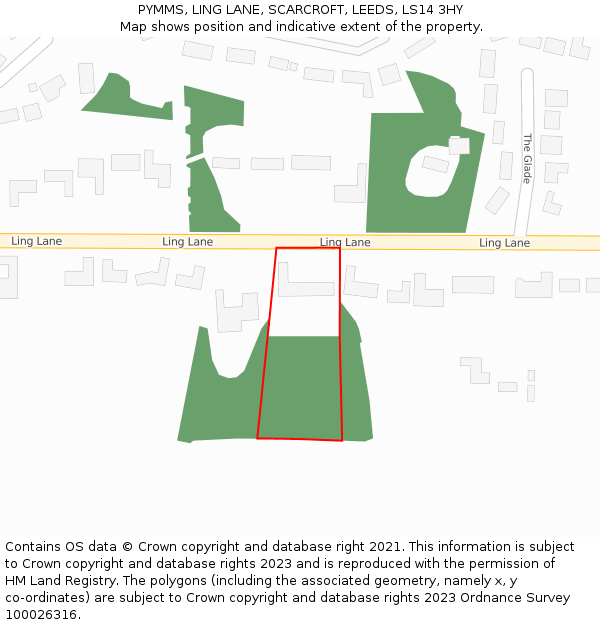 PYMMS, LING LANE, SCARCROFT, LEEDS, LS14 3HY: Location map and indicative extent of plot