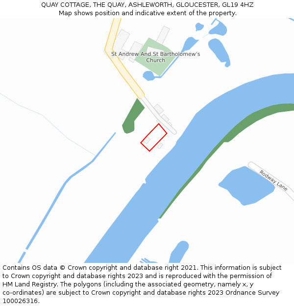 QUAY COTTAGE, THE QUAY, ASHLEWORTH, GLOUCESTER, GL19 4HZ: Location map and indicative extent of plot