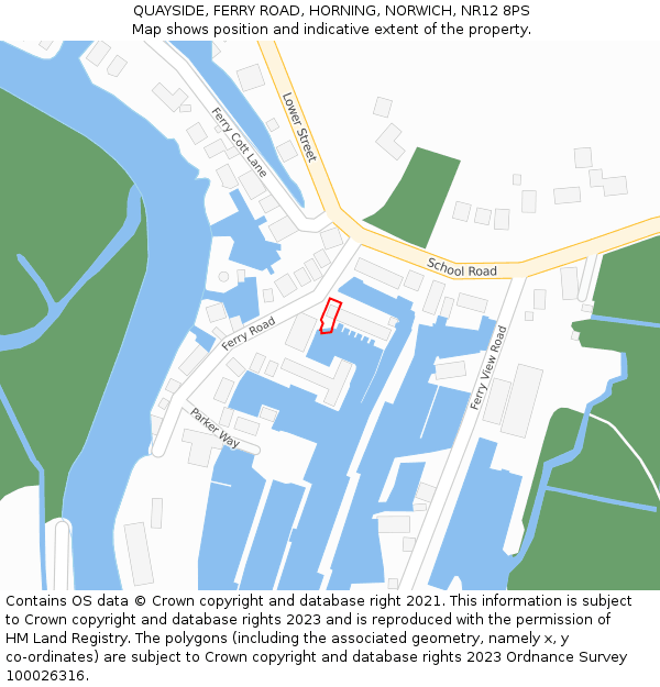 QUAYSIDE, FERRY ROAD, HORNING, NORWICH, NR12 8PS: Location map and indicative extent of plot