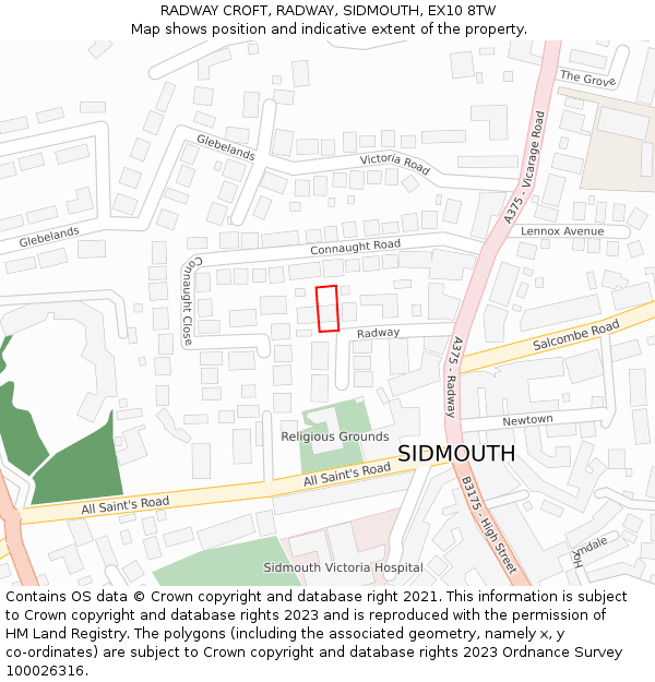 RADWAY CROFT, RADWAY, SIDMOUTH, EX10 8TW: Location map and indicative extent of plot