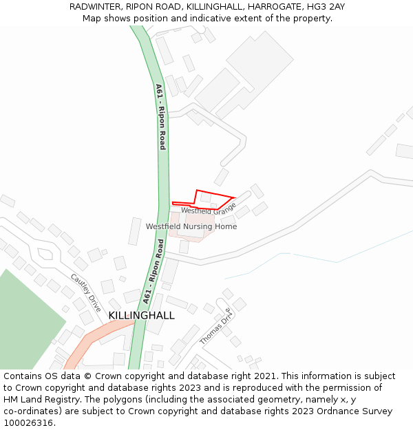 RADWINTER, RIPON ROAD, KILLINGHALL, HARROGATE, HG3 2AY: Location map and indicative extent of plot