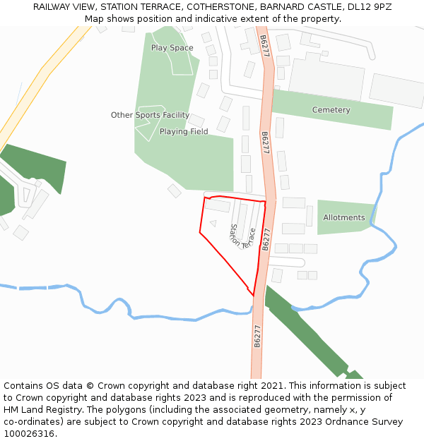 RAILWAY VIEW, STATION TERRACE, COTHERSTONE, BARNARD CASTLE, DL12 9PZ: Location map and indicative extent of plot