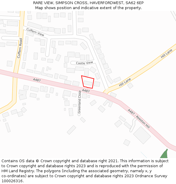 RARE VIEW, SIMPSON CROSS, HAVERFORDWEST, SA62 6EP: Location map and indicative extent of plot