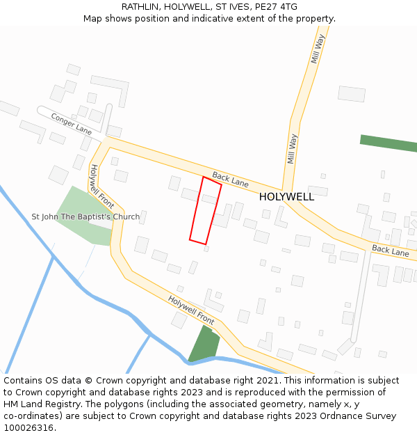 RATHLIN, HOLYWELL, ST IVES, PE27 4TG: Location map and indicative extent of plot