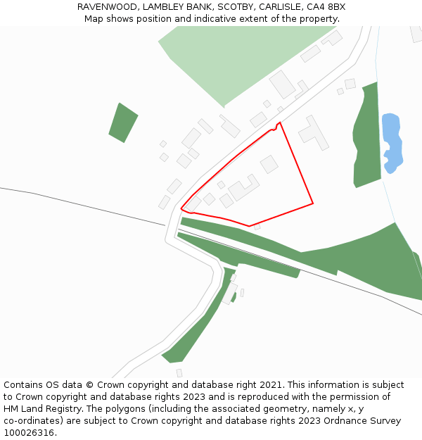 RAVENWOOD, LAMBLEY BANK, SCOTBY, CARLISLE, CA4 8BX: Location map and indicative extent of plot