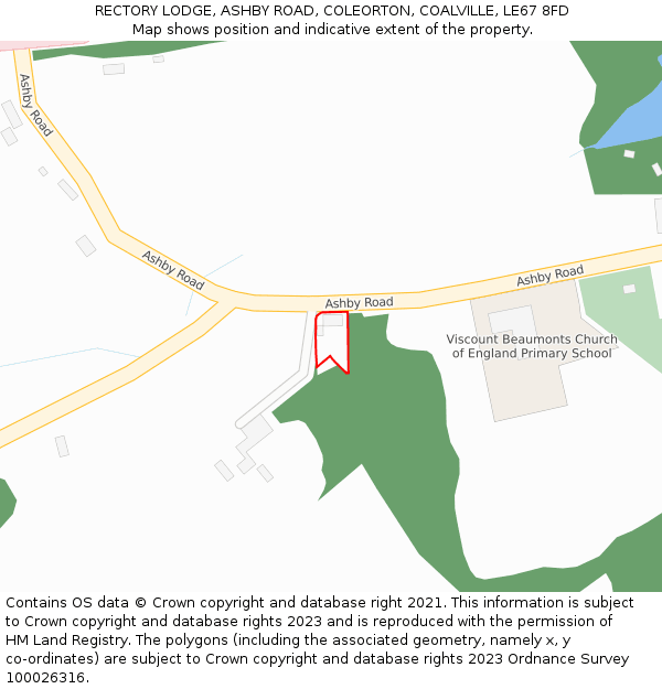 RECTORY LODGE, ASHBY ROAD, COLEORTON, COALVILLE, LE67 8FD: Location map and indicative extent of plot
