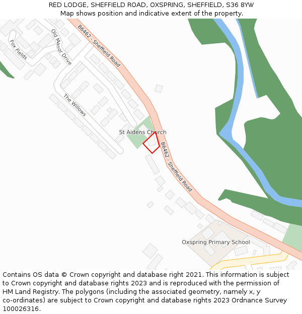 RED LODGE, SHEFFIELD ROAD, OXSPRING, SHEFFIELD, S36 8YW: Location map and indicative extent of plot