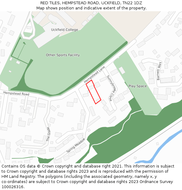 RED TILES, HEMPSTEAD ROAD, UCKFIELD, TN22 1DZ: Location map and indicative extent of plot