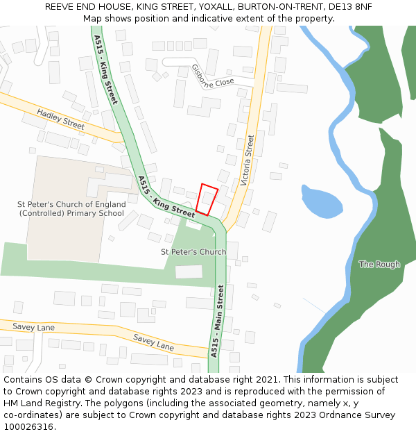 REEVE END HOUSE, KING STREET, YOXALL, BURTON-ON-TRENT, DE13 8NF: Location map and indicative extent of plot