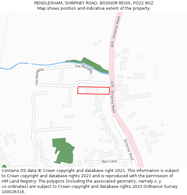 RENDLESHAM, SHRIPNEY ROAD, BOGNOR REGIS, PO22 9NZ: Location map and indicative extent of plot