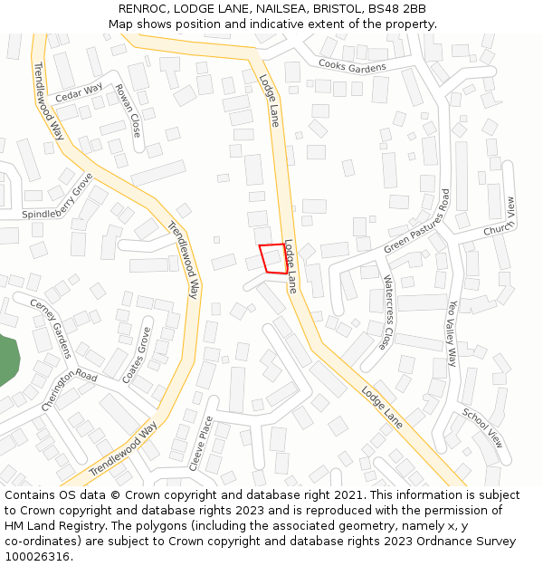 RENROC, LODGE LANE, NAILSEA, BRISTOL, BS48 2BB: Location map and indicative extent of plot