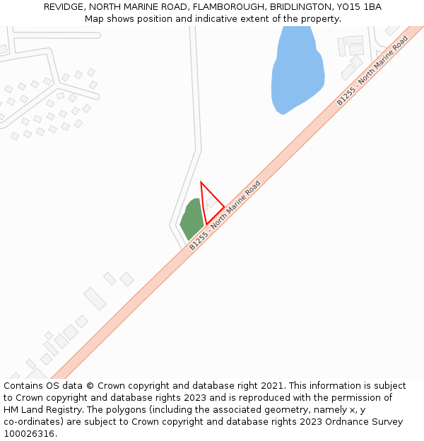 REVIDGE, NORTH MARINE ROAD, FLAMBOROUGH, BRIDLINGTON, YO15 1BA: Location map and indicative extent of plot