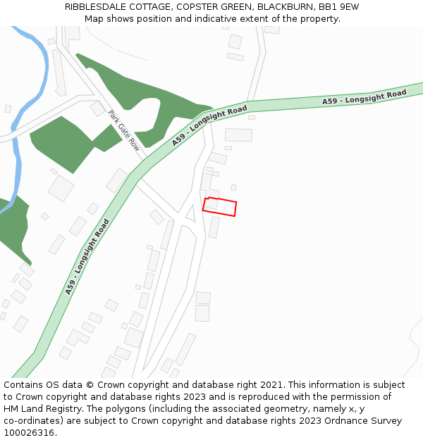 RIBBLESDALE COTTAGE, COPSTER GREEN, BLACKBURN, BB1 9EW: Location map and indicative extent of plot