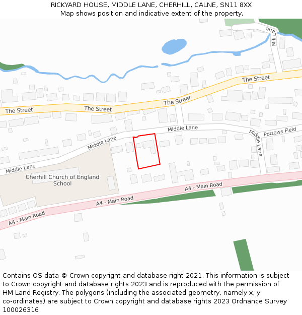 RICKYARD HOUSE, MIDDLE LANE, CHERHILL, CALNE, SN11 8XX: Location map and indicative extent of plot