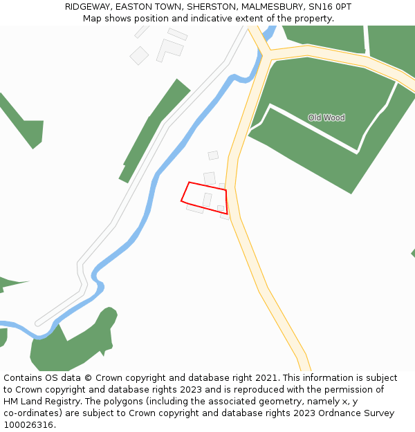 RIDGEWAY, EASTON TOWN, SHERSTON, MALMESBURY, SN16 0PT: Location map and indicative extent of plot