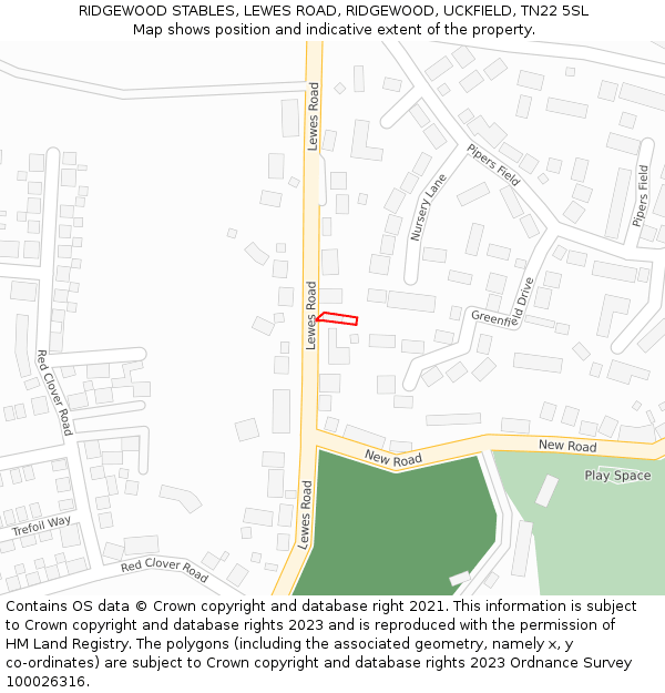 RIDGEWOOD STABLES, LEWES ROAD, RIDGEWOOD, UCKFIELD, TN22 5SL: Location map and indicative extent of plot