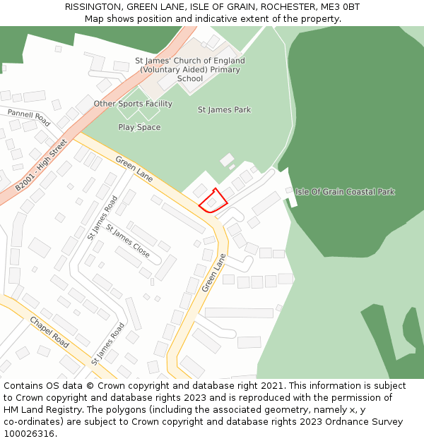 RISSINGTON, GREEN LANE, ISLE OF GRAIN, ROCHESTER, ME3 0BT: Location map and indicative extent of plot