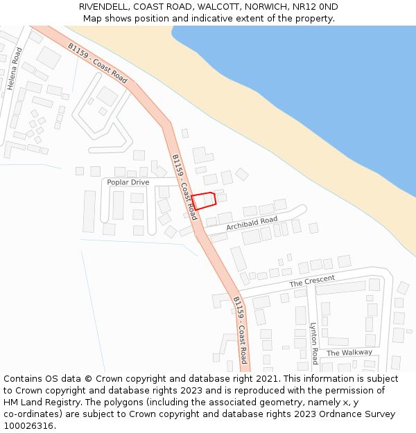 RIVENDELL, COAST ROAD, WALCOTT, NORWICH, NR12 0ND: Location map and indicative extent of plot