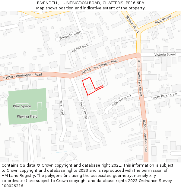RIVENDELL, HUNTINGDON ROAD, CHATTERIS, PE16 6EA: Location map and indicative extent of plot
