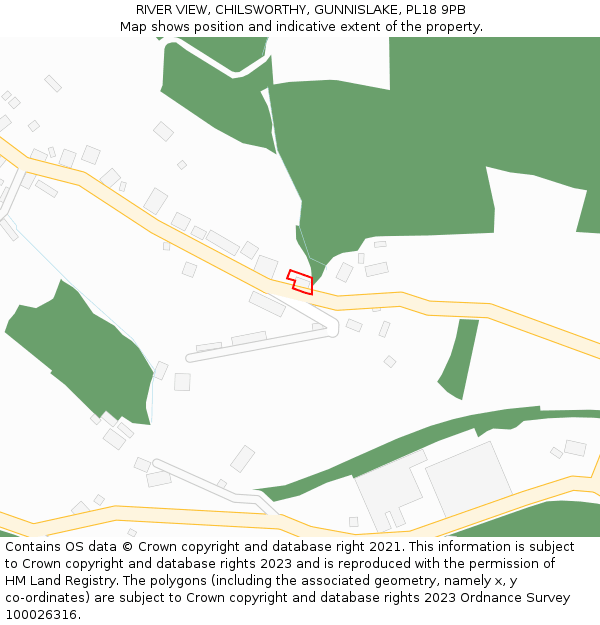RIVER VIEW, CHILSWORTHY, GUNNISLAKE, PL18 9PB: Location map and indicative extent of plot