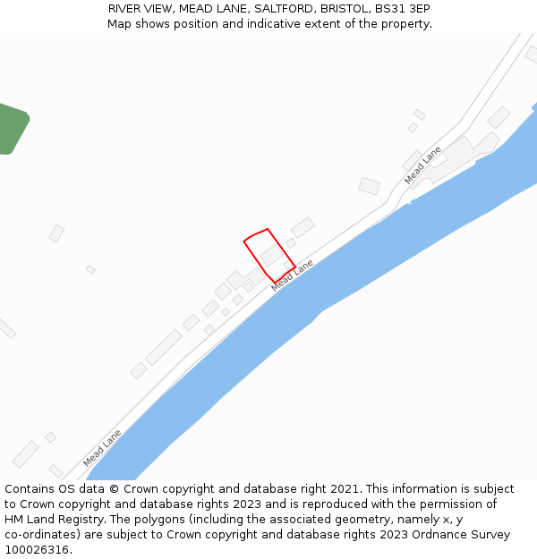 RIVER VIEW, MEAD LANE, SALTFORD, BRISTOL, BS31 3EP: Location map and indicative extent of plot