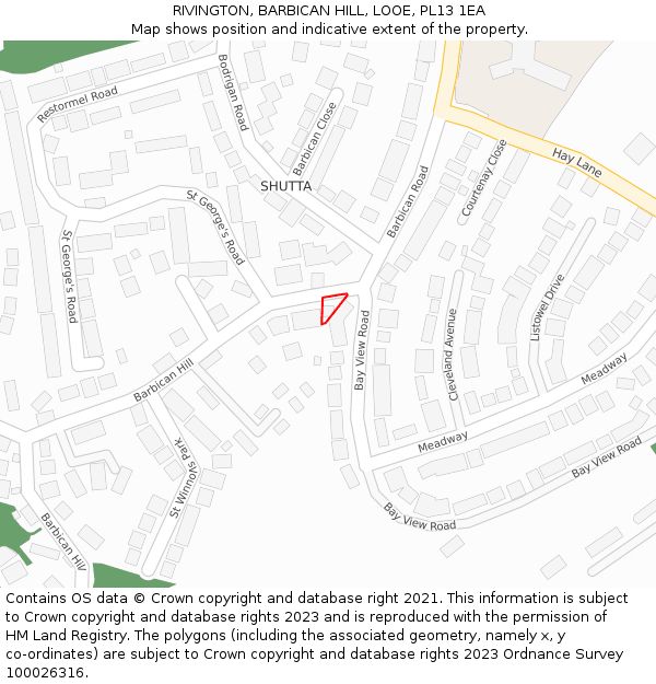 RIVINGTON, BARBICAN HILL, LOOE, PL13 1EA: Location map and indicative extent of plot