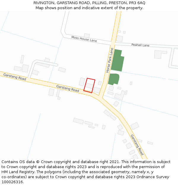 RIVINGTON, GARSTANG ROAD, PILLING, PRESTON, PR3 6AQ: Location map and indicative extent of plot
