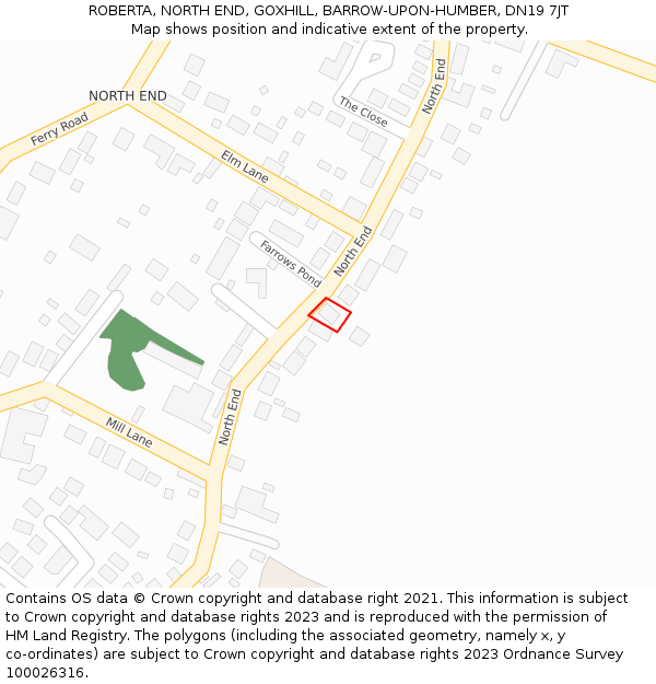 ROBERTA, NORTH END, GOXHILL, BARROW-UPON-HUMBER, DN19 7JT: Location map and indicative extent of plot