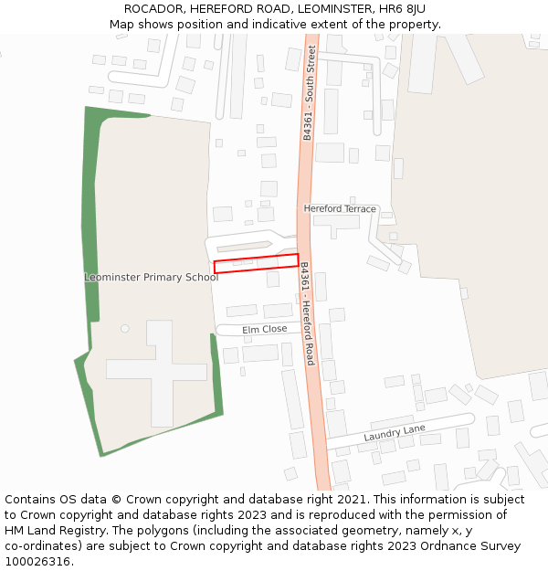 ROCADOR, HEREFORD ROAD, LEOMINSTER, HR6 8JU: Location map and indicative extent of plot