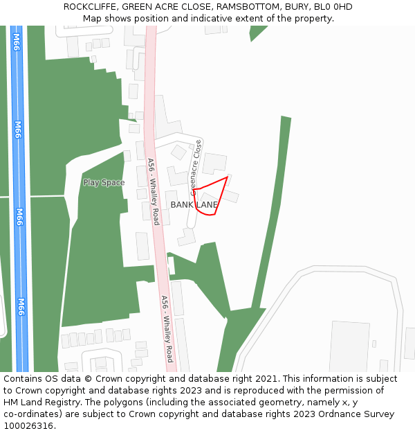 ROCKCLIFFE, GREEN ACRE CLOSE, RAMSBOTTOM, BURY, BL0 0HD: Location map and indicative extent of plot