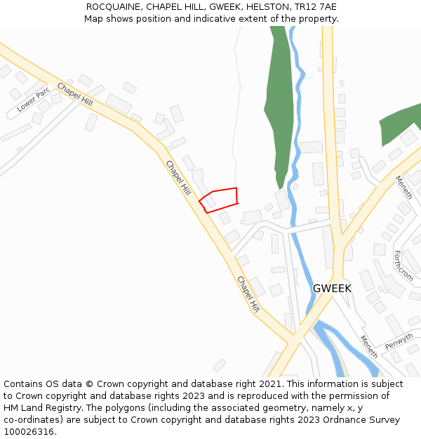 ROCQUAINE, CHAPEL HILL, GWEEK, HELSTON, TR12 7AE: Location map and indicative extent of plot