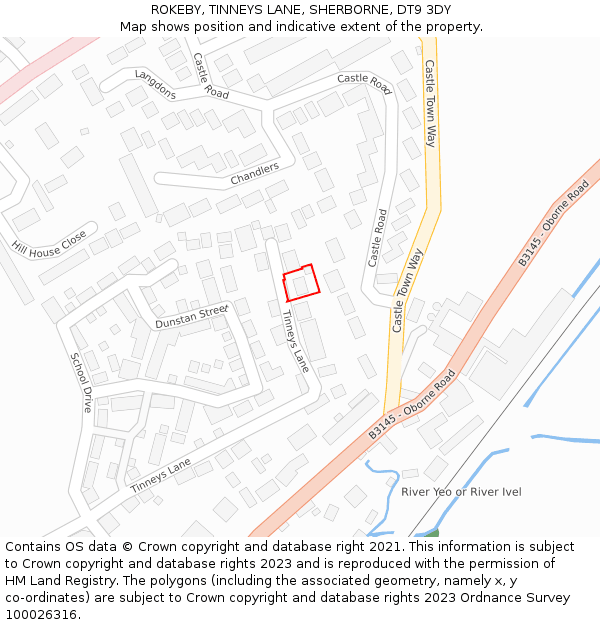 ROKEBY, TINNEYS LANE, SHERBORNE, DT9 3DY: Location map and indicative extent of plot