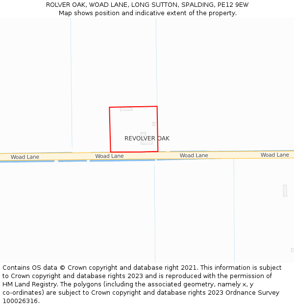 ROLVER OAK, WOAD LANE, LONG SUTTON, SPALDING, PE12 9EW: Location map and indicative extent of plot
