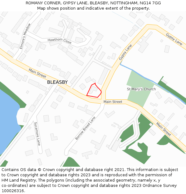 ROMANY CORNER, GYPSY LANE, BLEASBY, NOTTINGHAM, NG14 7GG: Location map and indicative extent of plot