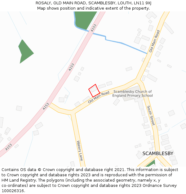 ROSALY, OLD MAIN ROAD, SCAMBLESBY, LOUTH, LN11 9XJ: Location map and indicative extent of plot