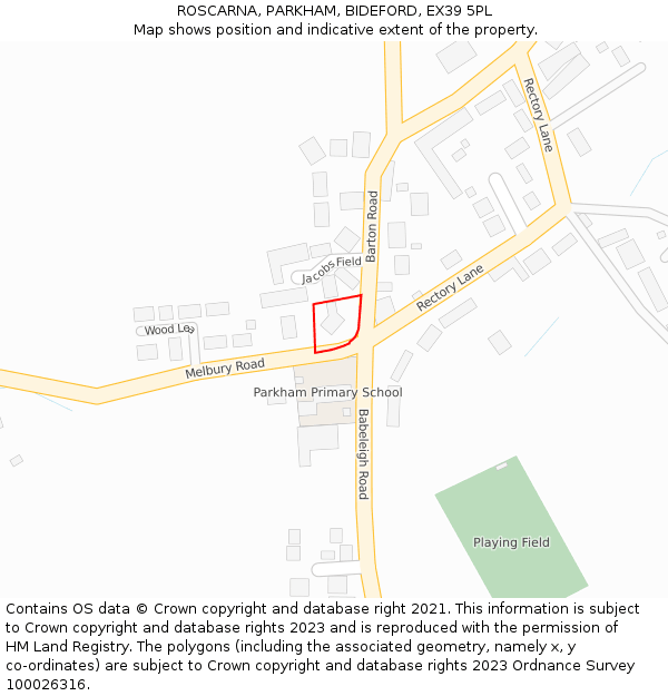 ROSCARNA, PARKHAM, BIDEFORD, EX39 5PL: Location map and indicative extent of plot