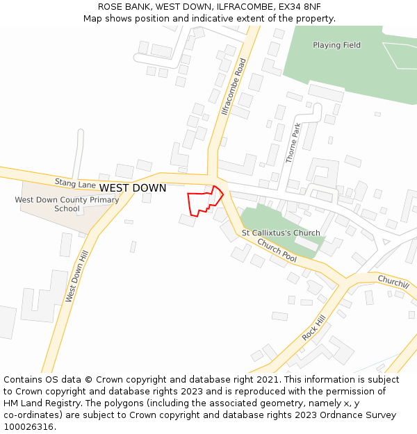 ROSE BANK, WEST DOWN, ILFRACOMBE, EX34 8NF: Location map and indicative extent of plot