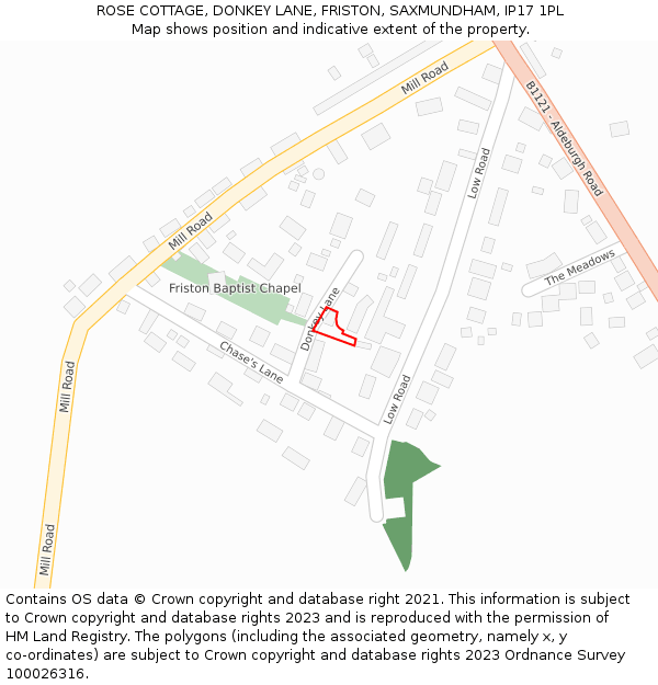 ROSE COTTAGE, DONKEY LANE, FRISTON, SAXMUNDHAM, IP17 1PL: Location map and indicative extent of plot