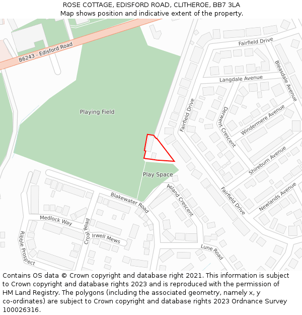 ROSE COTTAGE, EDISFORD ROAD, CLITHEROE, BB7 3LA: Location map and indicative extent of plot