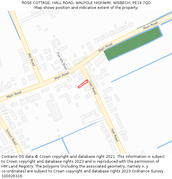 ROSE COTTAGE, HALL ROAD, WALPOLE HIGHWAY, WISBECH, PE14 7QD: Location map and indicative extent of plot