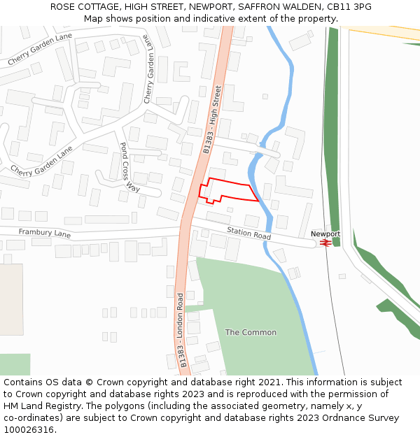 ROSE COTTAGE, HIGH STREET, NEWPORT, SAFFRON WALDEN, CB11 3PG: Location map and indicative extent of plot