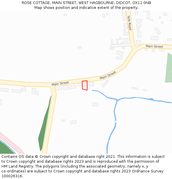 ROSE COTTAGE, MAIN STREET, WEST HAGBOURNE, DIDCOT, OX11 0NB: Location map and indicative extent of plot