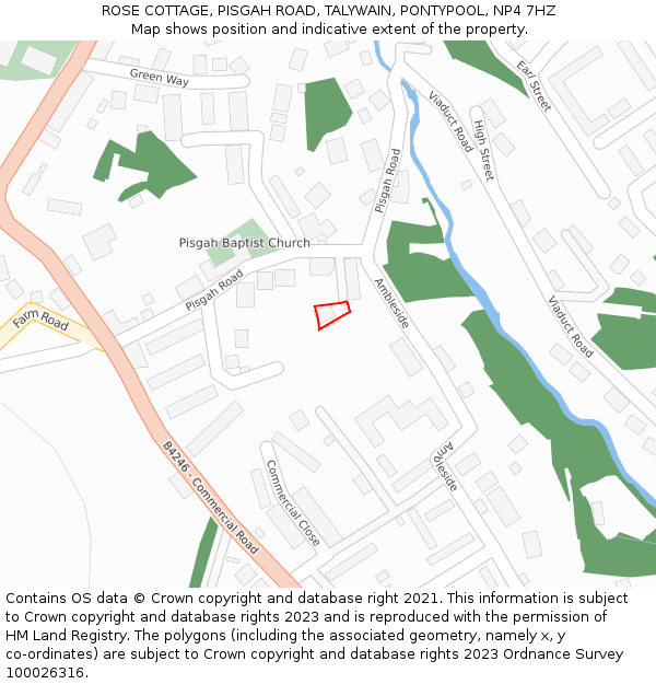 ROSE COTTAGE, PISGAH ROAD, TALYWAIN, PONTYPOOL, NP4 7HZ: Location map and indicative extent of plot